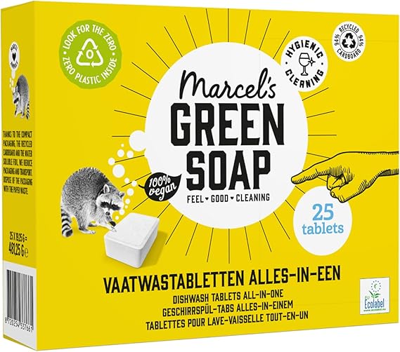 Marcel's Green Soap - Dishwasher Tablets All-in-One - Washing Machine - Microplastic-free formula - Vegan - EU Ecolabel certified - 25 pieces