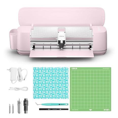 LOKLiK iCraft Plotter Machine - Cutting Machine for Customizing Textiles, Cups, Bags, Stickers and Decoration - Works with Vinyl, Paper, Leather, Cardboard and More (Pink)