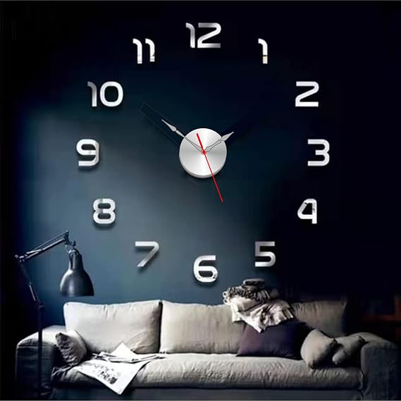 Bağımsız Parçalı Rakkamlı Harf Duvarda Kabartma Altın Gümüş Renk Büyük Dıy Clock Ev Ofis Duvar Saati