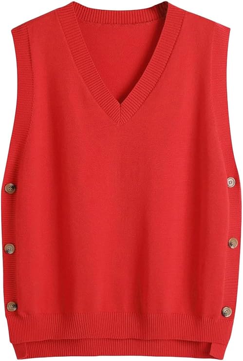 Sleeveless Jumpers for Women V Neck Sweater Vest Knitted Tank Top