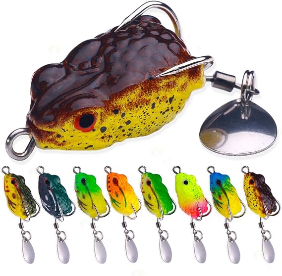8pcs Frog Bait, Topwater Fishing Lures Ray Frog Fishing Crankbait Lures Artificial Frog Fishing Bait with Hook