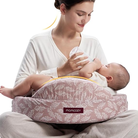 momcozy Memory Foam Nursing Pillow, High-Rebound Support, Cotton Pink
