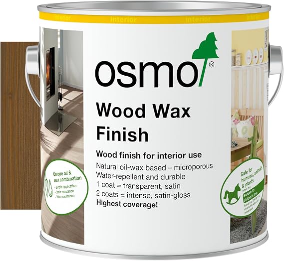 Osmo Wood Wax Finish 3168, Oak Antique Satin Finish, 2.5L - Durable Furniture Wax for Wooden Furniture, Water-Resistant Floor Wax, Wood Treatments - Ideal for Oak, Pine & More
