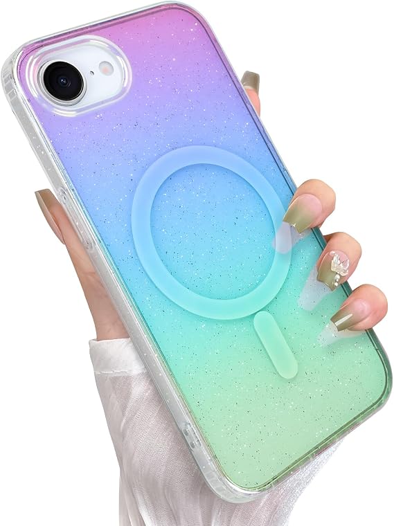 iPhone 17e & 16e ケース かわいい キラキラ ケース 虹色