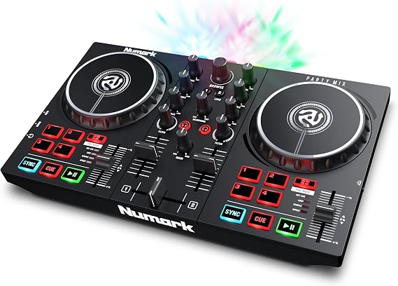 Numark Party Mix II DJ Controller with Built-in Lights | 2-Decks, 2 Filter FX Knobs, DJ Mixer, Touch-Capacitive Wheels, Integrated Audio Interface, and Serato DJ Lite