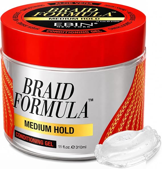 EBIN NEW YORK Braid Formula Conditioning Gel, Medium Hold, 11oz | Great for Braiding, Twisting, Edges, No Residue, No Flaking, Strong Hold, High Shine, Smoothing with Clean & Aloe Vera Scent