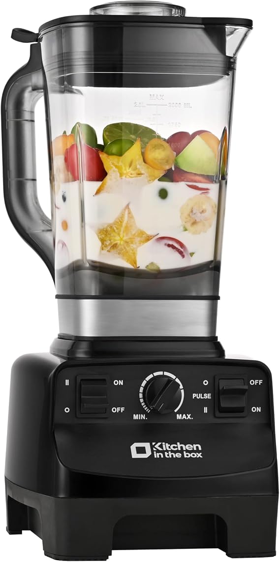 Kitchen in the box Blender - High Capacity 2L, Can Crush Ice, Juice Mixer, 1450W High Power, Speed Adjustment, Multi-Purpose Juicer Blender for Vegetables/Fruits/Smoothies Black