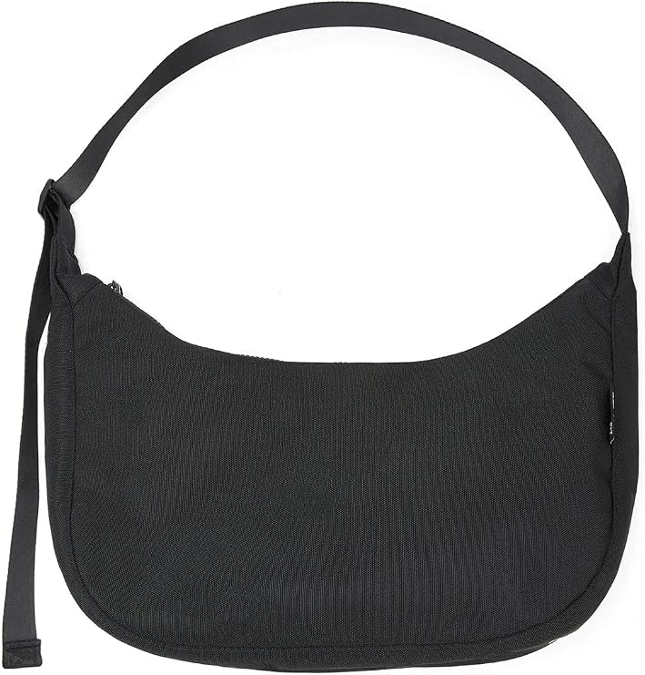 Ela Mo Crossbody Moon Bag [6L Volume] - Sustainable Crescent Moon Bag for Women Made of Recycled PET - Lightweight Shoulder Bag for Everyday Use Travel & Leisure - Semicircular Cross Bag Shoulder Bag (Black)