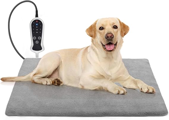 Dog Heating Pad 50 * 80 cm, Heated Pet Bed Mat for Dogs Cats, Pet Heating Pad with Smart Adjustable Temperature & 14 Timer Thermostat, Waterproof, Chew-Resistant 1.8m Cord for Whelping Box