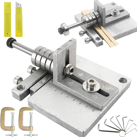 Leather Cutting Machine, Stainless Steel Manual Leather Belt Cutter Leather Cutting Machine DIY Cutting Tools with Adjustable Thickness with 10 Replacement Blades and 2 G-Clips Leather Working Tools