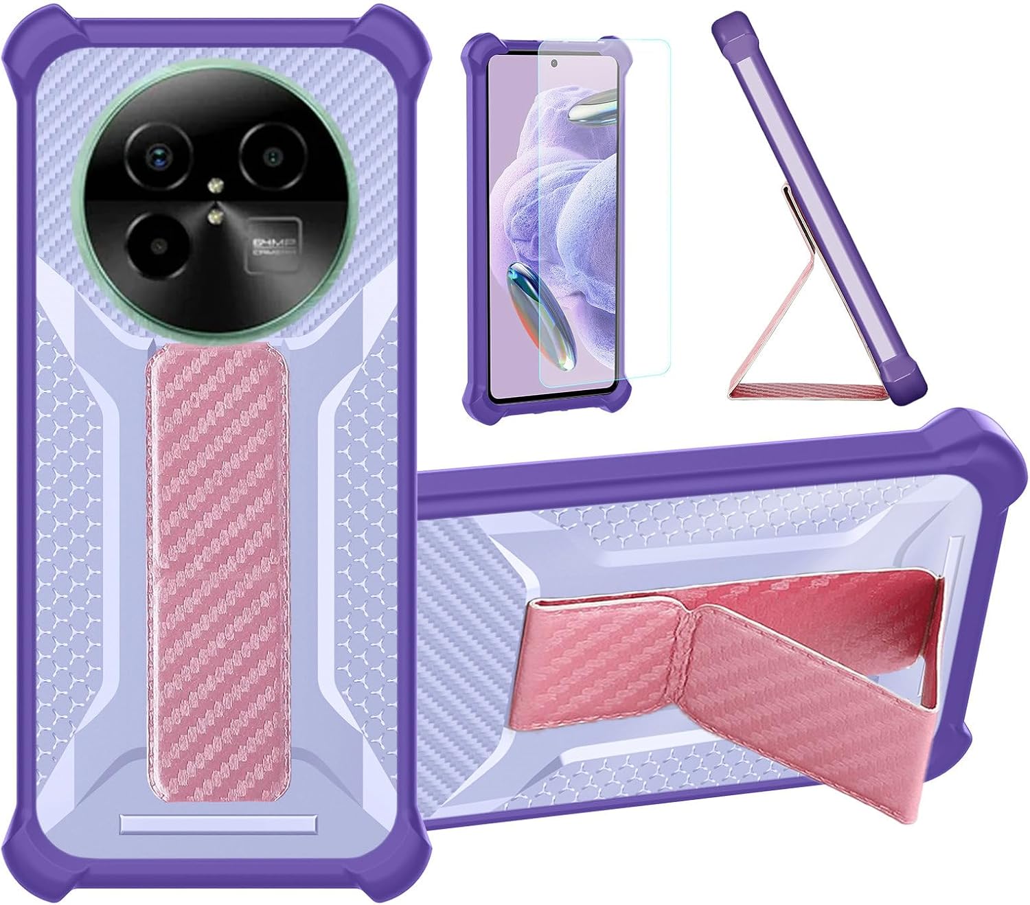 Case Compatible for Sego Zero 50 Phone Case Stand Cover [with 1 Tempered Glass Screen Protector] Hybrid Case [Folding Support Magnetic] [Frosted Anti-Fingerprint] ZJBB-Purple