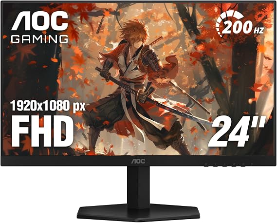AOC 24G42HE 24" Gaming Monitor 1920x1080 200Hz, IPS Panel, Console Gaming, Full HD, 3-Sided Frameless, 1xHDMI 2.0, 1xDisplayPort, 3 Year Zerobolite Dot