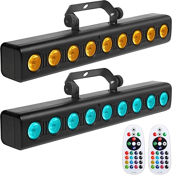 WECAN Wall Washer Light, LED DJ Light Bar, 9 * 4W RGBW DMX Lights with Remote Control, Sound Activated Party Lighting 2 Pack [Energy Class G]