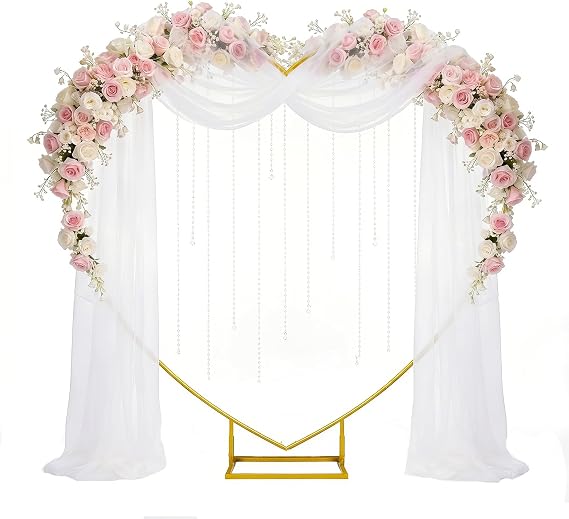 PlusFive Loving Heart Balloon Arch Kit, 2m Heart Wedding Arch Stand, Flower Balloon Arbors Garden Arches, Gold Balloon Arch Stand for Proposal, Wedding, Birthday Party Decorations Photo Background