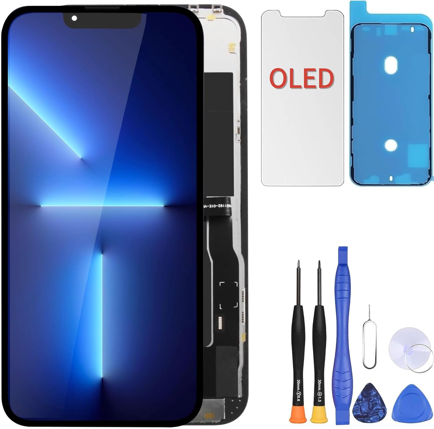 ZOETEC Soft OLED Screen Replacement For iPhone 13 Pro NOT LCD 6.1'' Full HD Display COF Touch Screen Digitizer Frame Assembly with Repair Tool Kits, Waterproof Adhesive, Tempered Glass