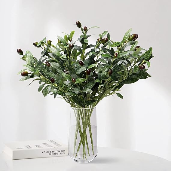 LOMOHOO Artificial Olive Branch 6 Pack Fake Olive Branches Stems