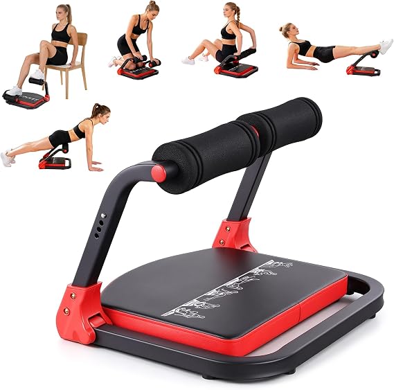 Ab Machine, Sit Up Exercise Equipment, Foldable Ab Trainer - Ab Cruncher Machine with 4 Adjustable Resistance | Automatic Rebound Core Workout Equipment, Abs Machine for Home Gym, Full Body