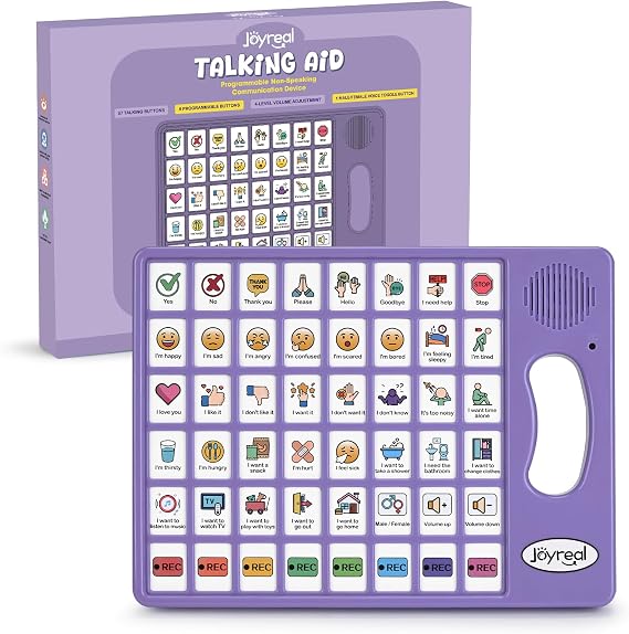 AAC Device for Autism, Non Verbal Communication Tools for Speech Therapy & Stroke Rehab. Augmentative Alternative Communication Tablet, Autism Talking Aids with 8 Programmable Buttons (Purple)