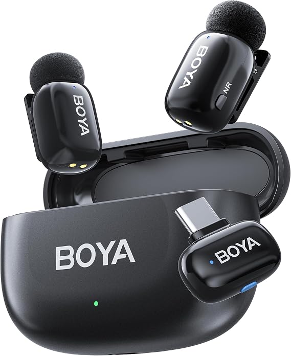 BOYA Mini 2 Wireless Lavalier Microphone for iPhone 15/16 Android USB-C Plug, 2 Ultra Mini Mic with AI Noise Cancellation, App Control, Lapel Microphone for Vlogging TikTok YouTube Content Creators