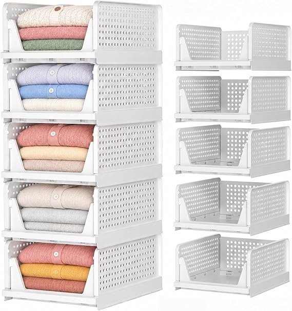 SNSLXH 5 Pack Durable Wardrobe Storage Organiser, Foldable Closet Organiser