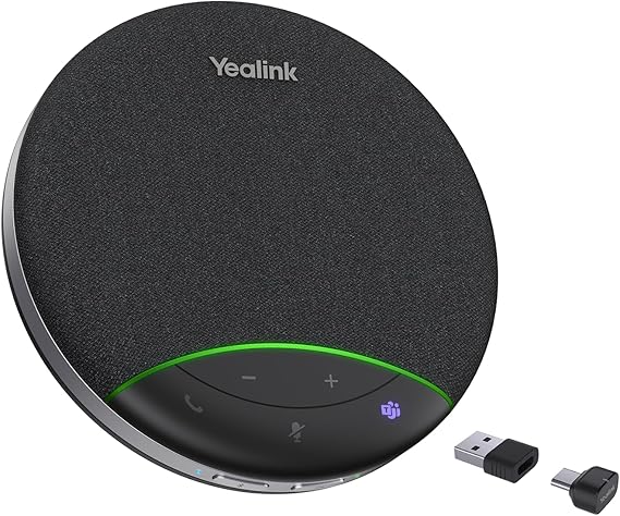 Yealink SP92 Office Conference Speaker and Microphone, Portable Bluetooth Speaker with Dongle, AI Noise Cancelling Mic, 20H Call Time, Plug and Play Conference Microphone for Small Meeting Room