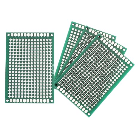 sourcing map 4Pcs Breadboard Solderable 60mm x 40mm Green Circuit PCB Board Double Sided Tin-Plated PCB Prototype Board for Electronics Prototyping, DIY Circuits Projects