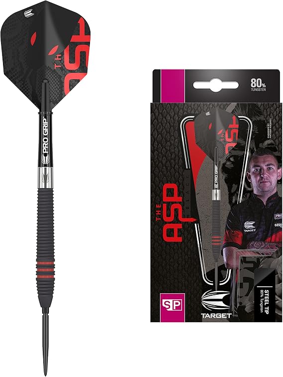 Target Darts Nathan Aspinall The Asp Black 80% Tungsten Swiss Point Steel Tip Darts Set
