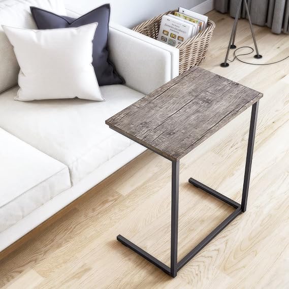 YEARCOLOR Side Table, Night Table, Width 21.7 x Depth 13.8 x Height 25.6 inches 55 x 35 x 65 cm, Bed Side, Mini, Coffee, U-Shaped Design, Multi-functional, Wood Grain, Simple, Small, Antique Brown