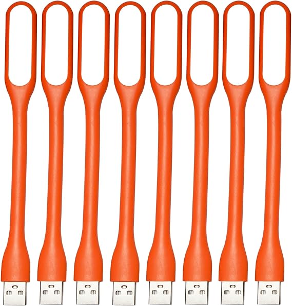 8pcs Mini USB Light for Keyboard, Flexible Laptop Light, Adjustable Notebook Computer Lamp (Gooseneck Structure, LED Lighting Source) (Orange) [Energy Class A]