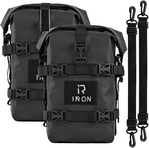 RIDEIRON Waterproof Motorcycle Crash Bar Bags 500D PVC Set of 2