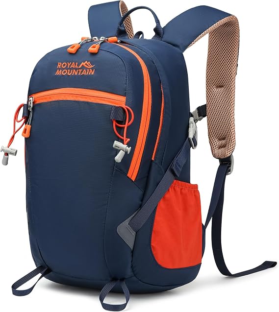 Lightweight Hiking Backpack, 30L Women/Men Waterproof Travel Rucksack Bag with Rain Cover, Outdoor Small Foldable Daypack for Student, Fit for 15.6 inch Laptop (Navy Blue, 30L)