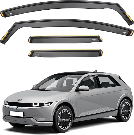ISPEED Wind Deflectors for HYUNDAI IONIQ 5 2021-2026 5 Door SUV 4pc Set - Keep Your Car Ventilated In Rain - Reduce Wind Turbulence - Tinted In-Channel Type