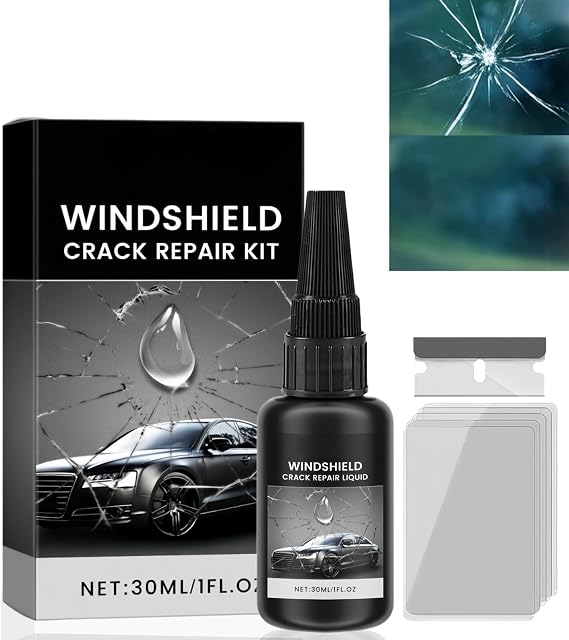 30ML Car Windscreen Repair Kit,Glass Repair Kit for Cracked Glass Repair,Diy Glass Scratch Remover & Windshield Repair Tool,Long-Lasting Universal Automotive Windscreen Chip Repair Tool