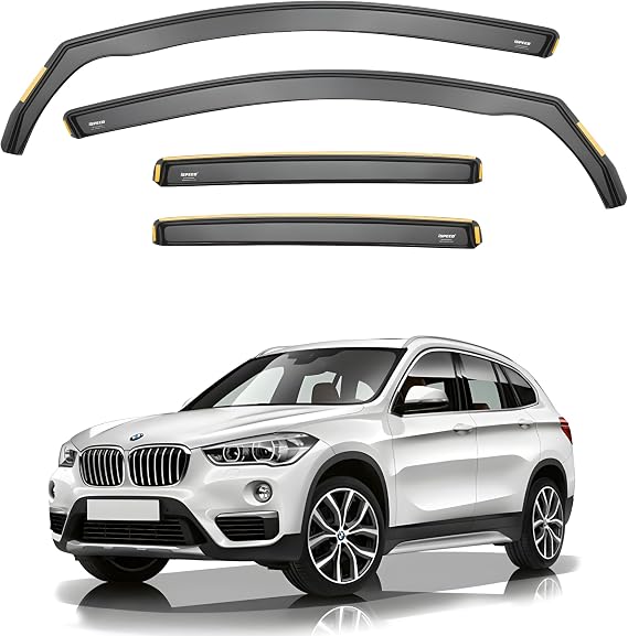 iSpeed Wind Deflectors For BMW X1 F48 5 Door SUV 2016-onwards 4pc - Keep Your Car Ventilated in Rain - Reduce Wind Turbulence - Tinted In-Channel