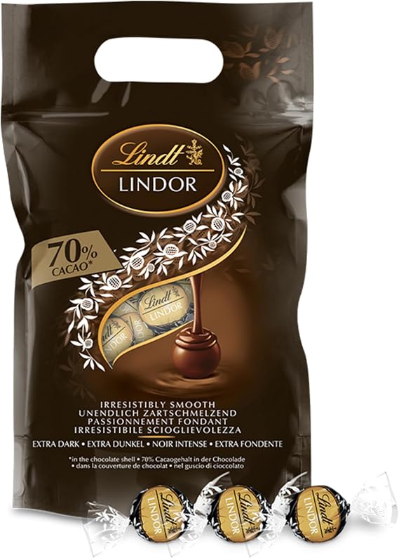 Lindt Lindor 70% Dark Chocolate Truffles – 1kg Bag (Approx. 80 Balls) – Smooth Filling – Gift, Birthday, Congratulations, Sharing Treat