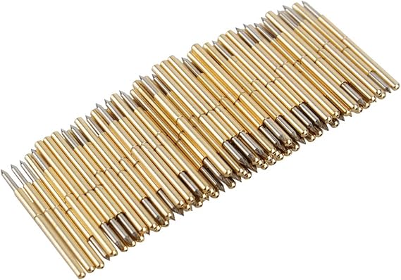 Keenso Spring Test Probes,100pcs P75-B1Spring Round Pogo Pin 3A Conical Head 1.02mm Thimble Pin Spring Contact Probe for PCB Circuit Board Wire Wrap