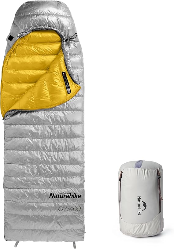 Naturehike CW Series RDS Lightweight Down Sleeping Bag for Adults 650 Fill Power 4 Season, Ultralight Compact Portable, Camping, Hiking With Compression Bag