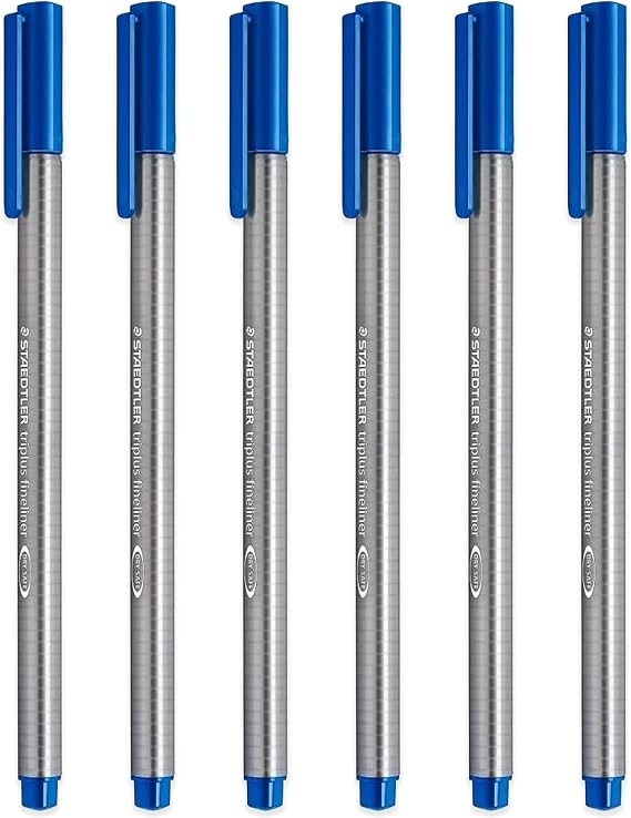 STAEDTLER 334 Triplus Fineliner Superfine Point Pens - 0.3mm - Blue - Pack of 6