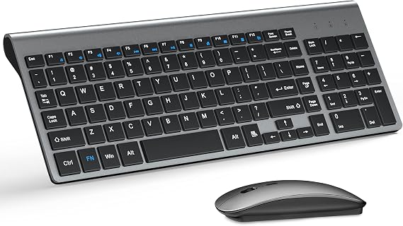 Wireless Keyboard and Mouse Ultra Slim Combo, TopMate - Gray Black