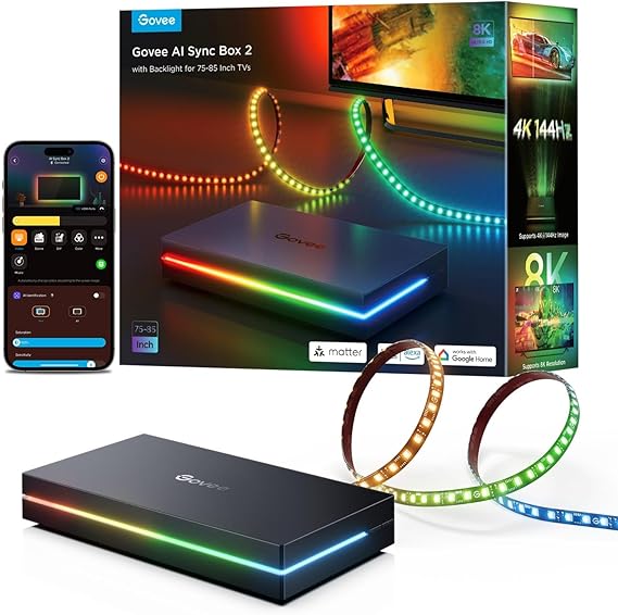 Govee AI Sync Box 2 75-85 Inç TV Arkası LED Aydınlatma