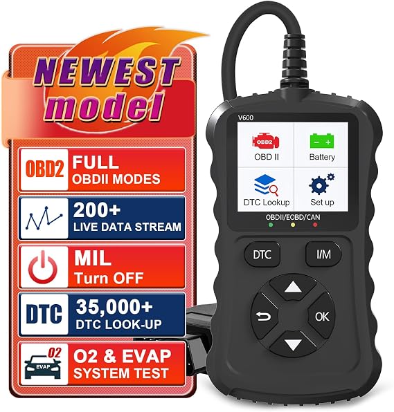 OBD2 Diagnostic Device Diagnostic Car Adapter, OBDII Automatic Diagnostic Tool for Car Code Reader OBD EOBD Diagnostic Error Memory Reading Error Reader with All OBDII Functions, Black