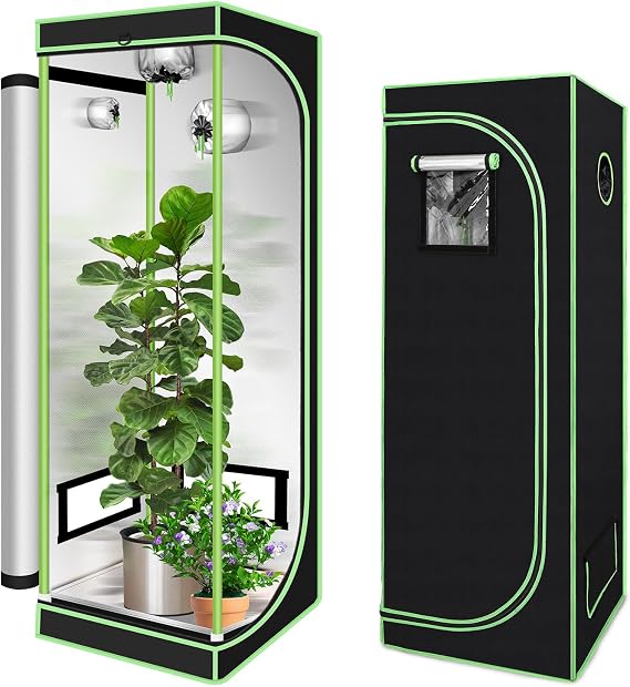 Grow Tent 60 x 60 x 180 cm 600D Oxford Grow Tent with Observation Window Lightproof and Waterproof Plant Tent Grow Cabinet for Homegrow Indoor Grow Tent Sturdy Structure