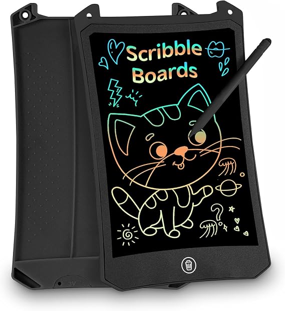 PINKCAT 8.5in LCD Writing Tablet - Colorful Screen Doodle Scribbler Pad Drawing Board Learning Educational Toys - Gift for Kids 3-6 7 8 9 Years Old Girl Boy (8.5in, Black)