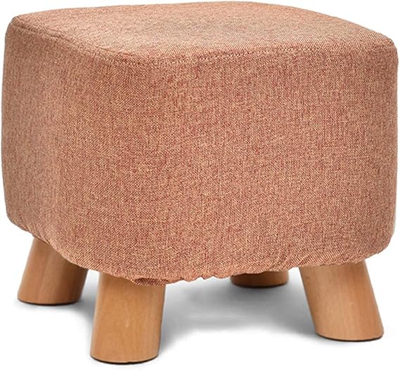 Footstool and Ottoman, Vanity Chair, Round Upholstery Ottoman, Living Room Stool Creative Linen Fabric Shoes Bench Home Living Room Sofa Bench, F