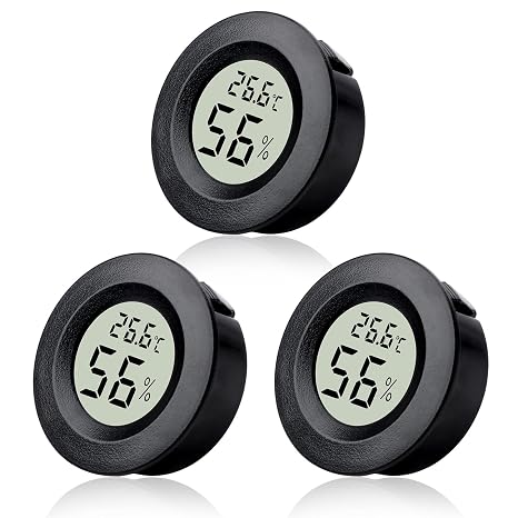 3 Pack Hygrometer Thermometer Mini Indoor Round LCD Digital