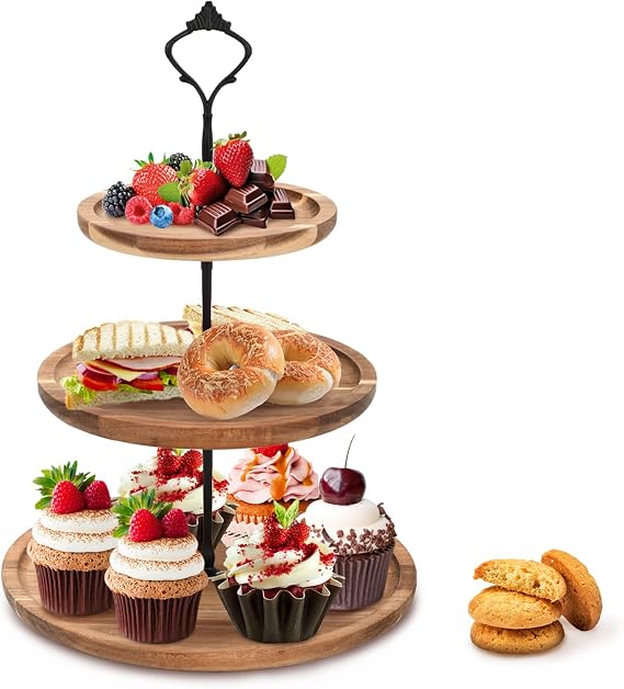 3 Tier Cake Stand Acacia Wooden Cupcake Stand