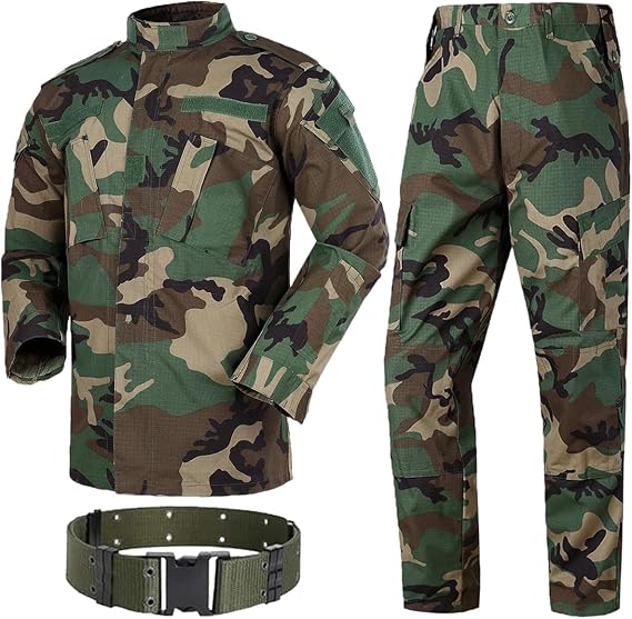 ミリタリー タクティカル メンズ ハンティング コンバット Bdu ユニフォーム スーツ シャツ&パンツ ベルト付き Mc