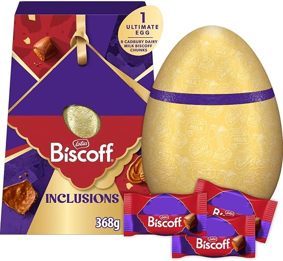 Biscoff Inclusions Ultimate Easter Egg 368g - Milk Chocolate with Crunchy Lotus Biscoff - Perfect Easter Treat for Friends and Family