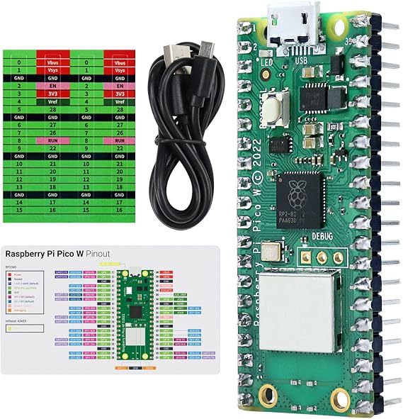 Freenove Raspberry Pi Pico W Board Pre-Soldered Header Dual-Core Arm Cortex-M0+ Microcontroller Development Board Python C Java Code Tutorial Example Projects