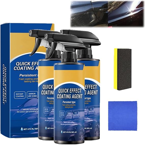 Car Coating Spray, 120ml Quick Effect Coating Agent for Cars, Waterless Car Wash and Wax Spray for Shine and Protection, 3 in 1 Multi-functional Quick Cars Polish Sprays, Improves Clarity (3PCS)